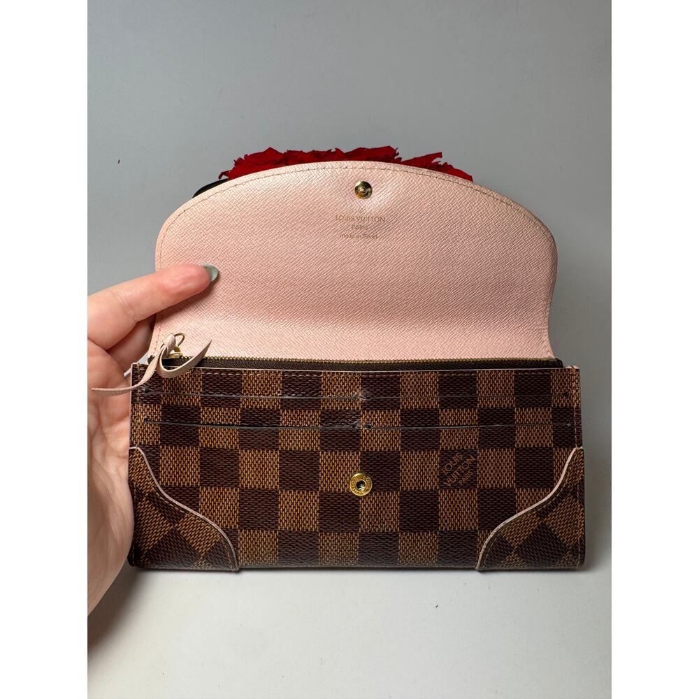 SOLD Louis Vuitton Damier Ebene Caissa Wallet w/Ballerine Pink Interior - Picture 9 of 16